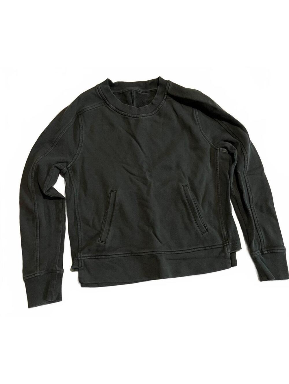 Lululemon Black Crew Neck Sweatshirt with Front Pockets